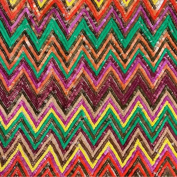 Haute Hippie Sequin Chevron Mini Skirt Silk NWT - Picture 5 of 6